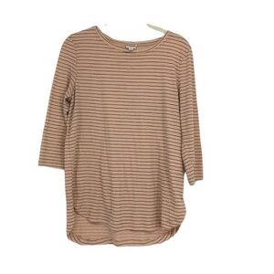 Jacqueline De Yong pale pink striped 3/4 sleeve t-shirt
